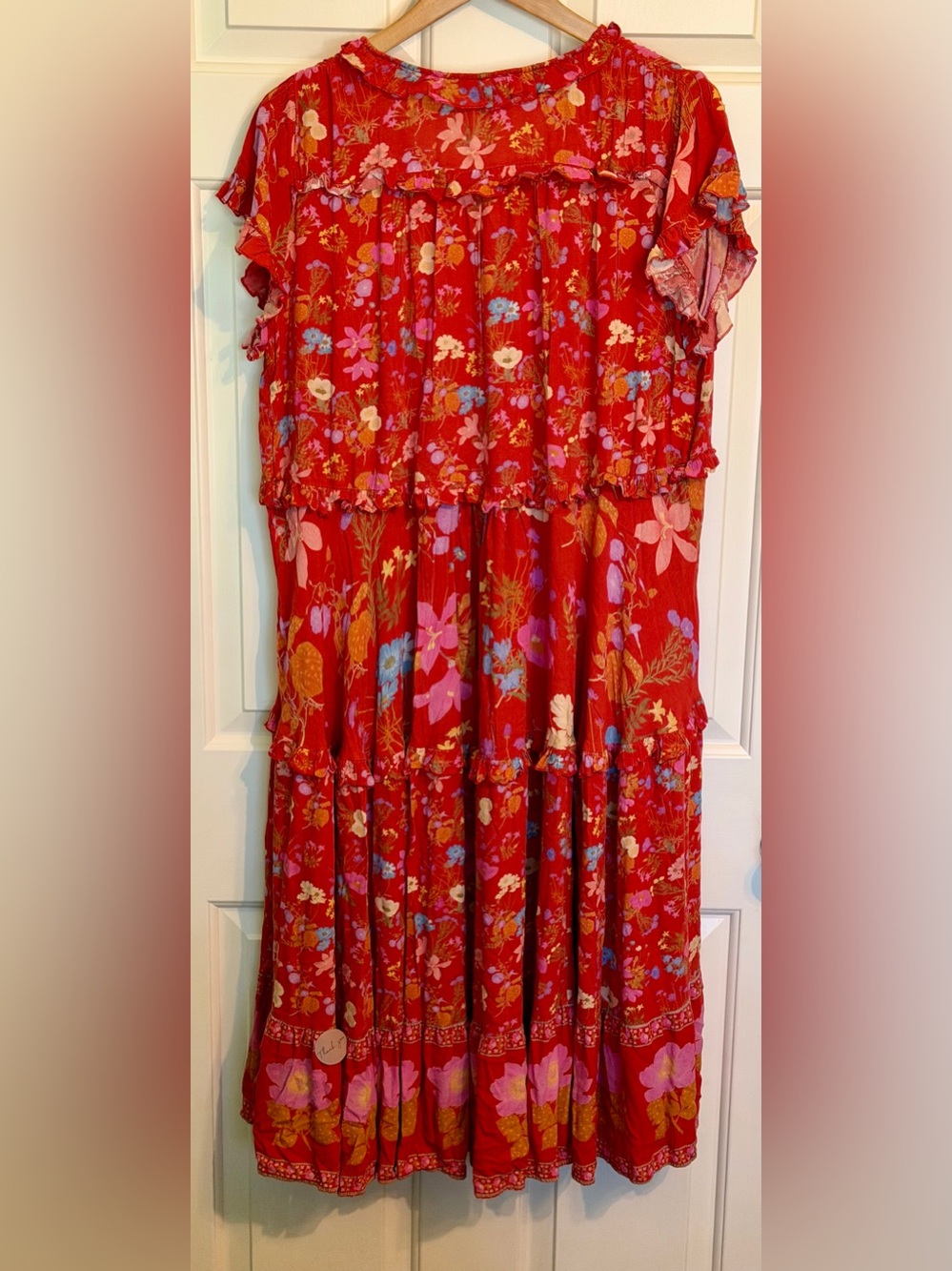 Free People x Spell Wild Bloom Dress Red Floral Maxi Gown Size Small NWOT - Picture 10 of 13